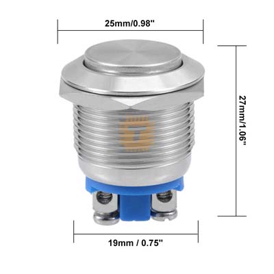 Stainless Steel Metal Push Button 19mm (Raised Top) (BU0107)
