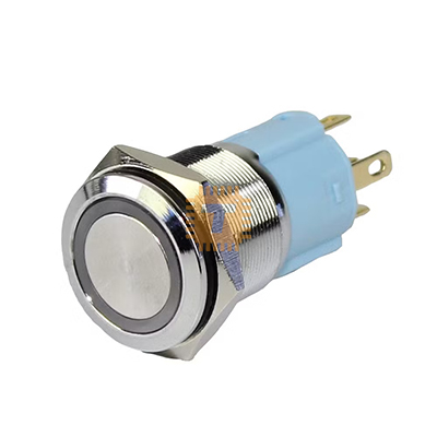 Stainless Steel Metal Push On/Off Switch 230VAC Round Button 16mm (BU0143)