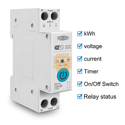 TOMZN TOB9-63M Smart Switch Voltage Current Protection Timer Relay MCB TUYA Smart Life 63A 1P+N WIFI with Metering (TA1224)