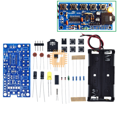 Wireless Stereo FM Radio Receiver 76MHz-108MHz DC 1.8V-3.6V DIY SMD Soldering Kit (MD0889)