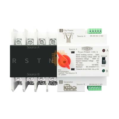 Automatic Transfer Switch (ATS) Three Phase 4P Din Rail 220V 100A TOMZN (TA0091)