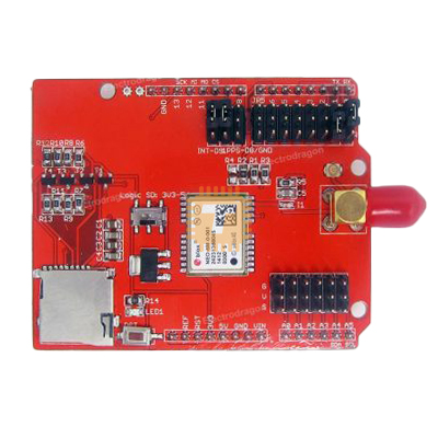 NEO-6M GPS Shield with SD card slot (Red) (MD0001)