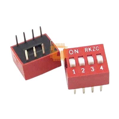 4P 4-Position DIP Switch 2.54mm Pitch 2 Row 8 Pin (BU0019)