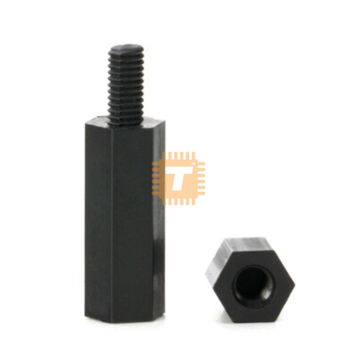 M3 Black Plastic Stud 15mm Male-Female Spacer Hexagonal Hollow Column Standoff Pillar (TA1743)