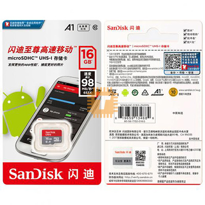 Sandisk MicroSD 16GB Class10 MicroSDHC UHS-1 98MB/s (Original) (SD0005)