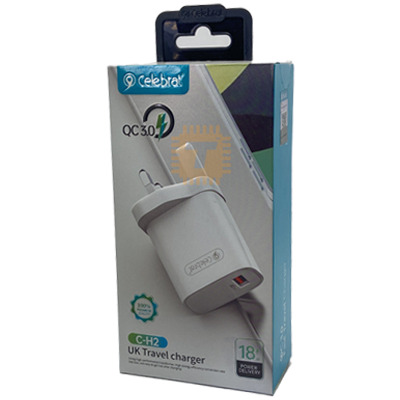 Celebrat C-H2 UK Travel Phone Charger USB 18W (Without Cable) (PS0083)