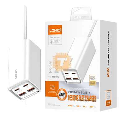LDNIO A4610C Multi-ports Desktop Fast Phone Charger 65W (UK Plug) with USB-A/Type-C Ports (PS0103)