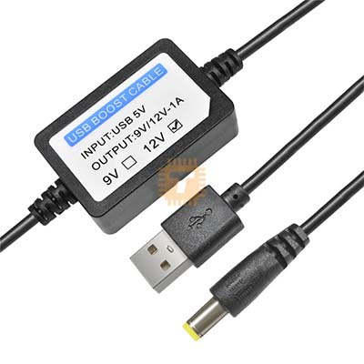 USB Charge Power Boost Cable DC 5V to 12V 1A 2.1x5.5mm Step UP Converter Adapter USB Cable with Boost Component (PS0066)