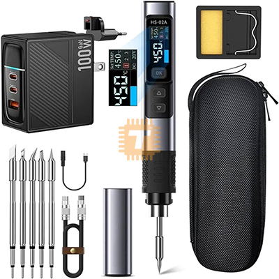 FNIRSI HS-02A Adjustable Digital Soldering Iron 100W Full Kit (TA1220)