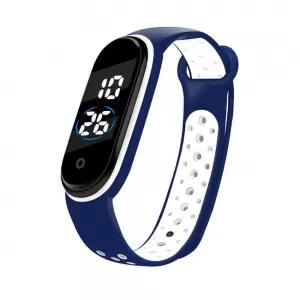 Dark Blue LED Digital Silicone Band Sports Belt Watch for S