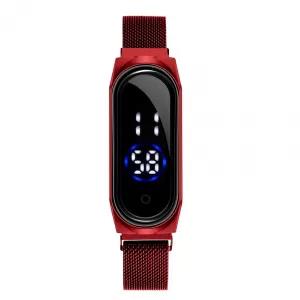 Maroon LED Digital Magnetic Band Sports Belt Watch for Smar