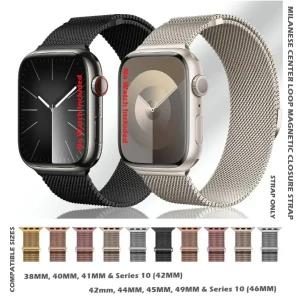 Milanese center ring loop strap with magnetic closure