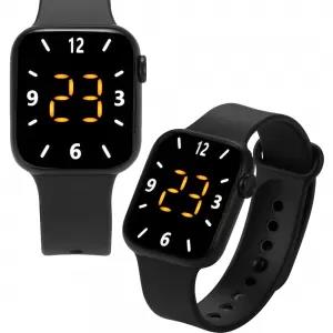 Black LED Digital Silicone Band Sports Belt Watch for Smart