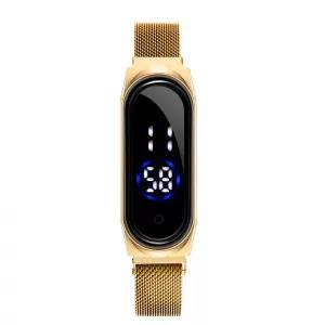 Gold LED Digital Magnetic Band Sports Belt Watch for Smart