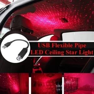 Car USB Atmosphere Ambient Light Star Projector(Red)