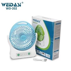 WEIDASI 3Speed Desk Fan Rechargeable Led Usb Output