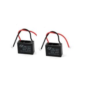 Black Stand Wall Fan 2 Wire Capacitor 2.0uF (Pack of 2)