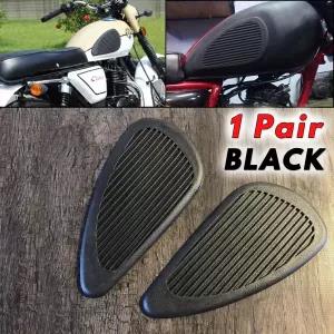 Black Moto Rubber Vintage Gas Tank Knee Pads Side Panel Trac