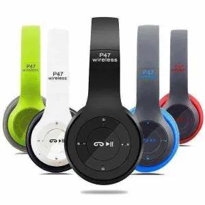 Blue Wireless Headphones, P47 Bluetooth Over Ear Foldable He