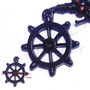 Men Necklace with Dharma Chakra Pendent in Black Code