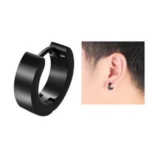 Single Men's Earring Stainless Steel (Black)