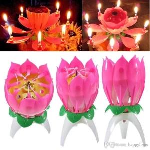 Music Candle for Birthday Cake Lotus Flower Candle