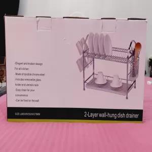 2 Layer Wall Hung Dish Drainer Large Capacity Stainless Stee