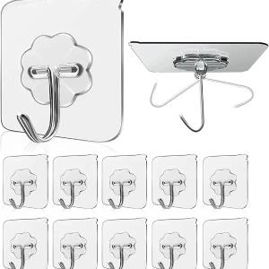50 Pcs PVC Heavy Duty Self Adhesive Stainless Hooks