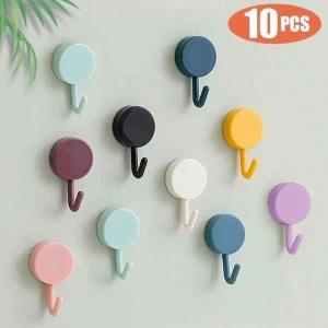 10pcs Cute Adhesive Wall Hooks Creative Stick-On