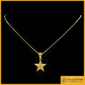 18 inch Gold Plated 22k Box Chain & Star Pendant with White