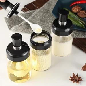 300ml Glass spicy Bottles with Spoon, Oil Brush