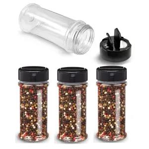 3pcs-Glass Salt and Pepper Shakers Spice Containers 110ml Tr