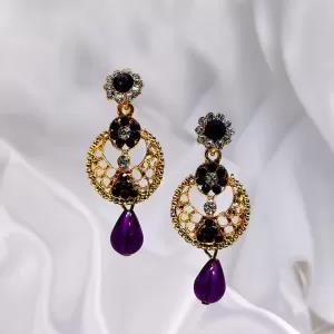 40 MM,Purple 2 Pieces per set Women earrings Stainless steel