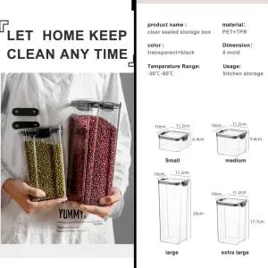 4pcs Airtight Food Storage Container Set Clear Plastic Canis