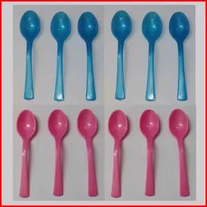 Assorted Colors Plastic Tea Spoons - 12 Pcs Set