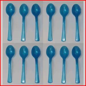 Assorted Plastic Tea Spoons Pink and Blue - 24 Pcs / Set