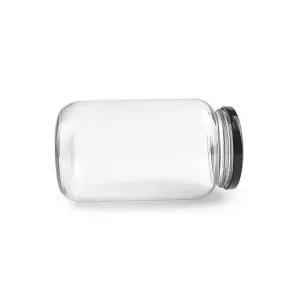 Black-Food Storage Glass Bottle 1000ml Jam Jars Spices Conta