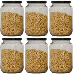 Black-Food Storage Glass Bottle 1000ml Jam Jars Spices Conta
