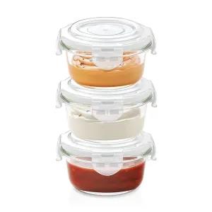 Borosilicate Glass Containers with Lids, 3 pcs Set (370ml, 6