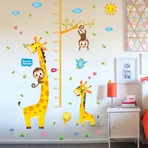 Dual Giraffe with Monkeys Height Measuring growing kids meas