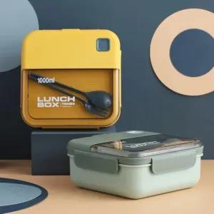Generic Bento Square Lunch Box Stackable Spoon/Fork Microwave