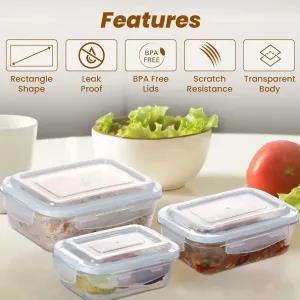 Generic Borosilicate Glass Containers with Lids, 3 pcs Set