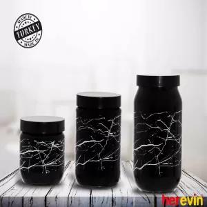 Glass Decorated Canister Set 6Pcs Kitchen Round Jar