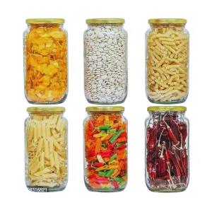 Glass Jar 1000ml TT Jar 6 JARS for Spices, Tea, Coffee, Suga