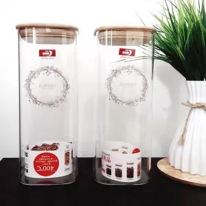 Glass Jar 2000ml 1Pcs Square Sealed Glass