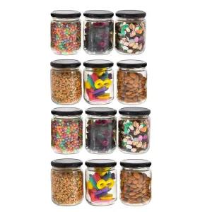 Glass Jar 555ml Gherkin Jar 12 JARS for Spices, Tea, Coffee,