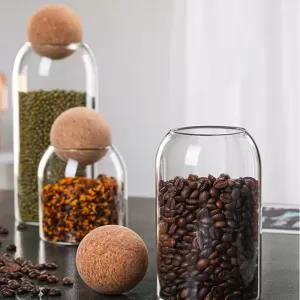 Glass Jars 1Pcs Storage Food Jars with Wood Lid 500ml