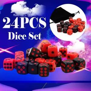 Green Color 6Pcs Game Dice Set Desktop RPG DND Dot Paint Pol