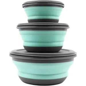 Green Pieces Silicone Portable Folding Bowl Camping Lunch Bo