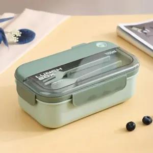 Green Stackable Bento 1100ML Rectangular Lunch Box with Spoo